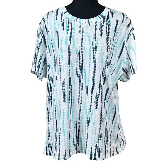 Athleta Organic Daily Relaxed Black Teal Short Sleeve T-Shirt Size L - Picture 2 of 9